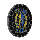 Molon Labe Spartan Mask Laurels Yellow Blue Dartbord (Voorkant Links)