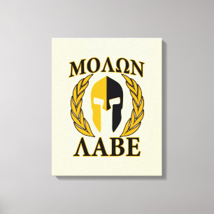 Molon Labe Spartan Masker Laurels beige Accent Canvas Afdruk