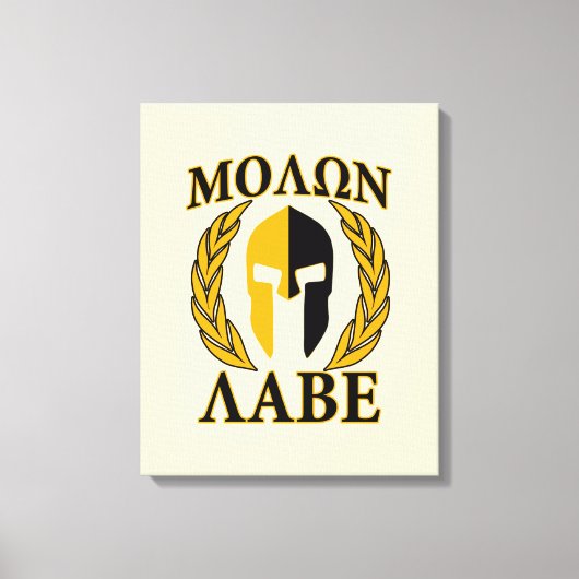 Molon Labe Spartan Masker Laurels beige Accent Canvas Afdruk (Voorkant)