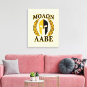 Molon Labe Spartan Masker Laurels beige Accent Canvas Afdruk (Insitu (Woonkamer))