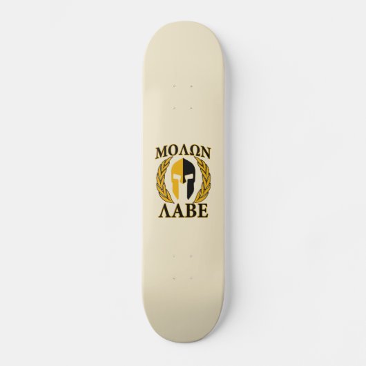 Molon Labe Spartan Masker Laurels beige Accent Skateboard (Voorkant)
