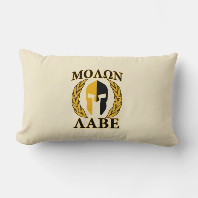 Molon Labe Spartan-masker Laurels beige Decor Kussen (Voorkant)
