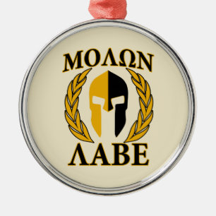 Molon Labe Spartan-masker Laurels beige Decor Metalen Ornament