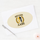 Molon Labe Spartan-masker Laurels beige Decor Ovale Sticker (Envelop)