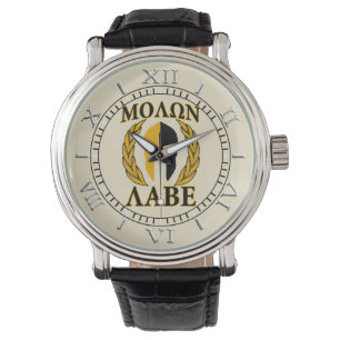 Molon Labe Spartan Masker Laurels Beige wijzerplaa Horloge