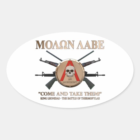 Molon Labe - Spartan Shield Ovale Sticker (Voorkant)
