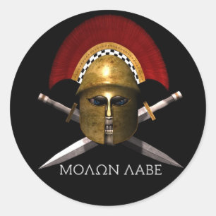Molon Labe Spartan Skull Ronde Sticker