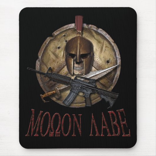 Molon Labe Spartan Skull w/M-4 Mousepad Muismat (Voorkant)