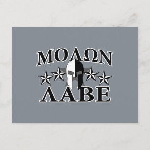 Molon Labe Spartan Warrior 5 sterren Black White Briefkaart