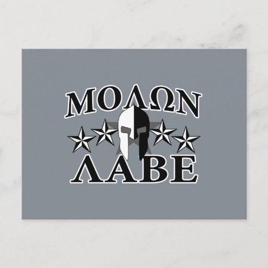 Molon Labe Spartan Warrior 5 sterren Black White Briefkaart (Voorkant)