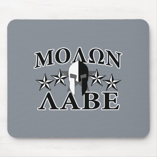 Molon Labe Spartan Warrior 5 sterren Black White Muismat (Voorkant)