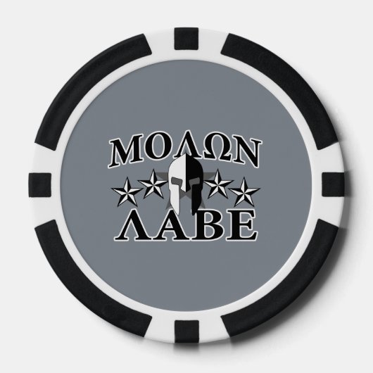 Molon Labe Spartan Warrior 5 sterren Black White Pokerchips (Voorkant)