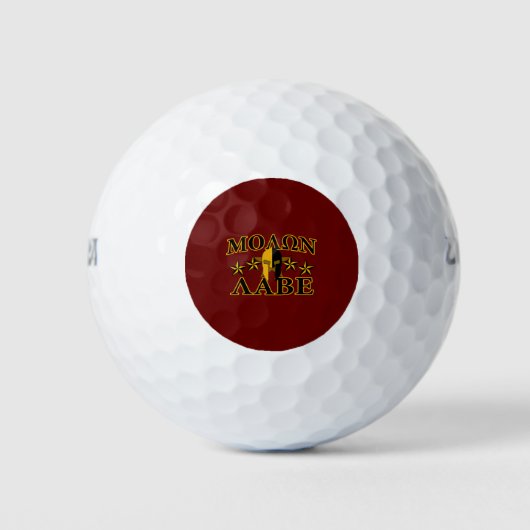 Molon Labe Spartan Warrior 5 sterren Burgundy Golfballen (Voorkant)
