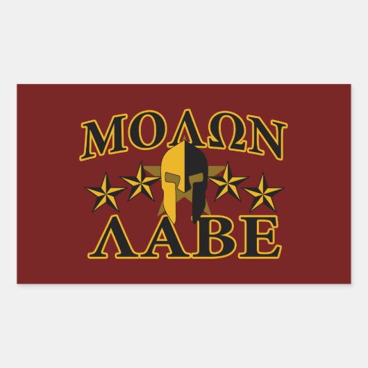Molon Labe Spartan Warrior 5 sterren Burgundy Rechthoekige Sticker (Voorkant)