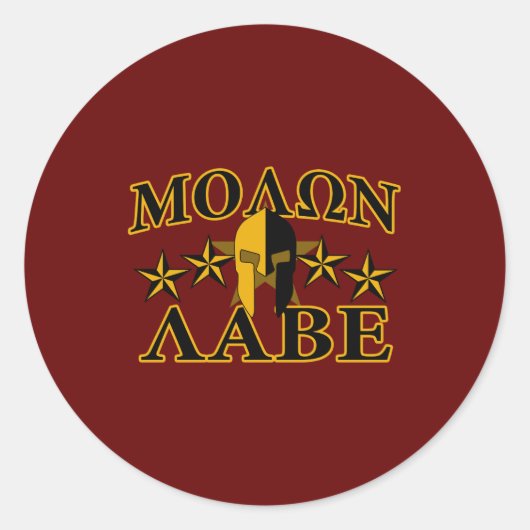 Molon Labe Spartan Warrior 5 sterren Burgundy Ronde Sticker (Voorkant)