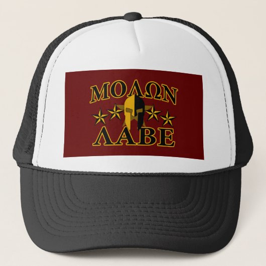 Molon Labe Spartan Warrior 5 sterren Burgundy Trucker Pet (Voorkant)