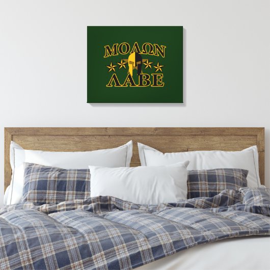 Molon Labe Spartan Warrior 5 sterren groen Canvas Afdruk (Insitu (Slaapkamer))