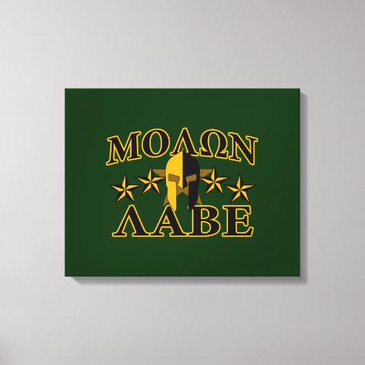 Molon Labe Spartan Warrior 5 sterren groen Canvas Afdruk (Voorkant)