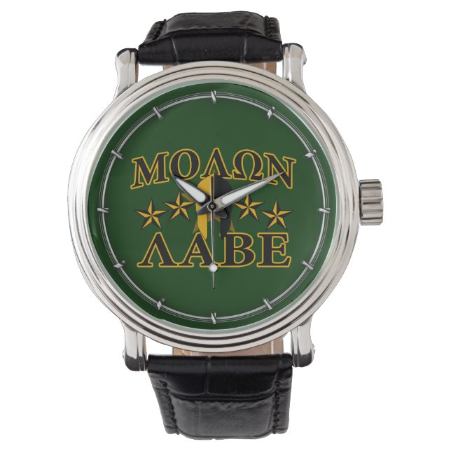Molon Labe Spartan Warrior 5 sterren groen Horloge (Voorkant)