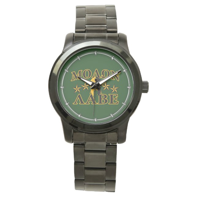 Molon Labe Spartan Warrior 5 sterren groen Horloge (Voorkant)