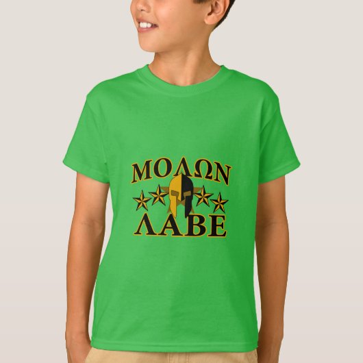 Molon Labe Spartan Warrior 5 sterren groen T-shirt (Voorkant)
