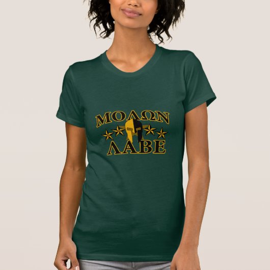 Molon Labe Spartan Warrior 5 sterren groen T-shirt (Voorkant)
