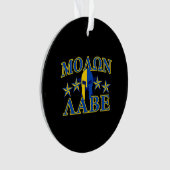 Molon Labe Spartan Warrior 5 sterren Yellow Blue Ornament (voorkant)