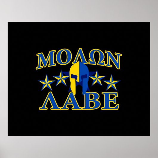 Molon Labe Spartan Warrior 5 sterren Yellow Blue Poster (Voorkant)