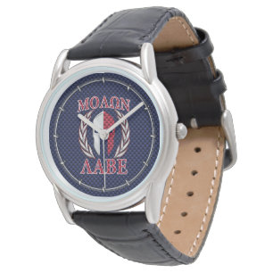 Molon Labe Spartan Warrior Blauwe Carbon Fiber Pri Horloge