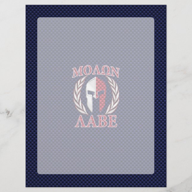 Molon Labe Spartan Warrior Blue Carbon Fiber Print (Voorkant)