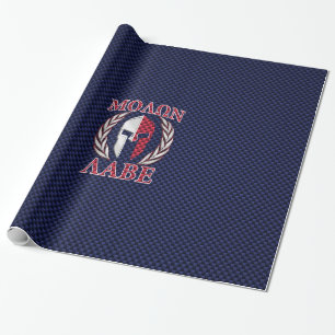 Molon Labe Spartan Warrior Blue Carbon Fiber Print Cadeaupapier