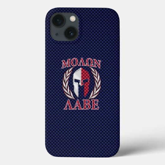 Molon Labe Spartan Warrior Blue Carbon Fiber Print Case-Mate iPhone Case (Achterkant)