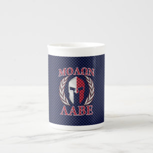 Molon Labe Spartan Warrior Blue Carbon Fiber Print Porselein Kop