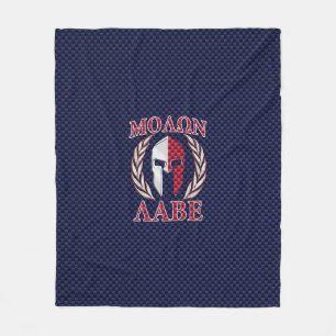 Molon Labe Spartan Warrior Carbon Fiber Chrome Fleece Deken