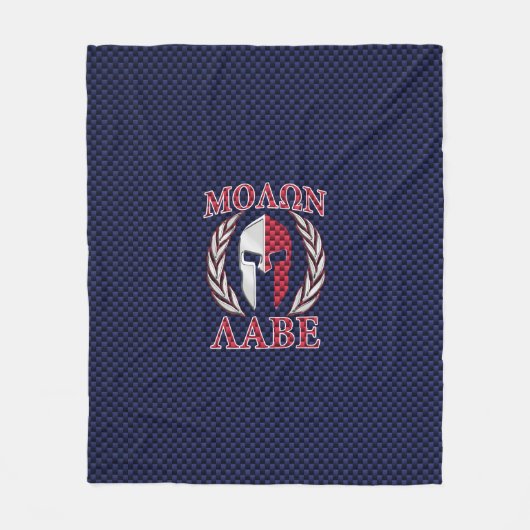 Molon Labe Spartan Warrior Carbon Fiber Chrome Fleece Deken (Voorkant)