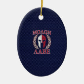 Molon Labe Spartan Warrior Carbon Fiber Chrome Keramisch Ornament (Voorkant)