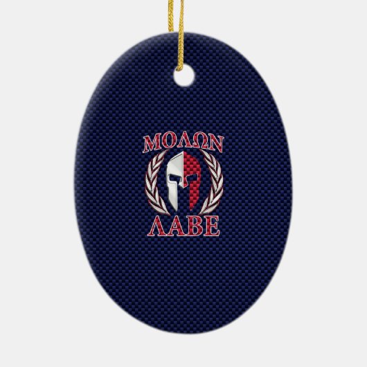 Molon Labe Spartan Warrior Carbon Fiber Chrome Keramisch Ornament (Achterkant)