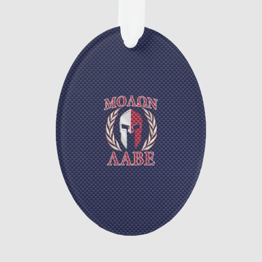 Molon Labe Spartan Warrior Carbon Fiber Chrome Ornament (achterkant)