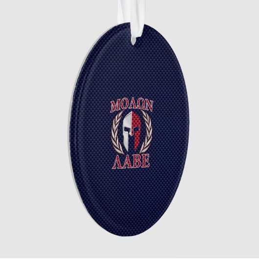 Molon Labe Spartan Warrior Carbon Fiber Chrome Ornament (voorkant)