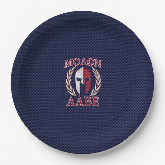 Molon Labe Spartan Warrior Carbon Fiber Chrome Papieren Bordje (Voorkant)