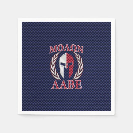 Molon Labe Spartan Warrior Carbon Fiber Chrome Servetten (Voorkant)