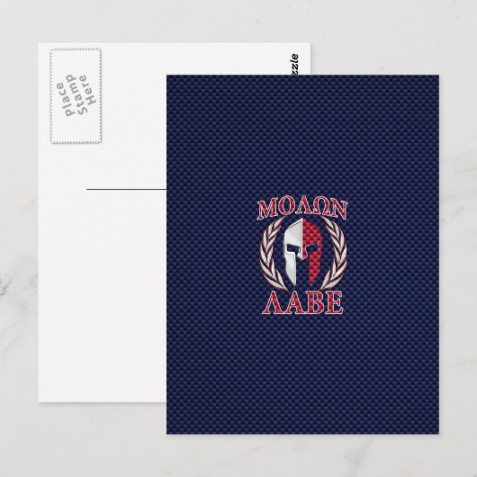 Molon Labe Spartan Warrior Carbon Style Briefkaart (Voorkant / Achterkant)