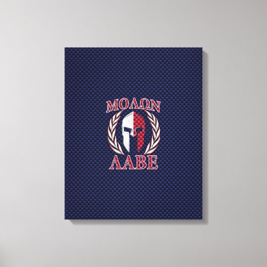 Molon Labe Spartan Warrior Carbon Style Canvas Afdruk (Voorkant)