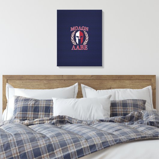 Molon Labe Spartan Warrior Carbon Style Canvas Afdruk (Insitu (Slaapkamer))