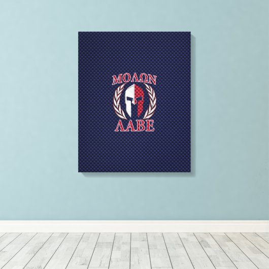 Molon Labe Spartan Warrior Carbon Style Canvas Afdruk (Insitu (Houten vloer))