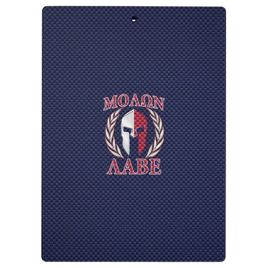 Molon Labe Spartan Warrior Carbon Style Klembord (Achterkant)