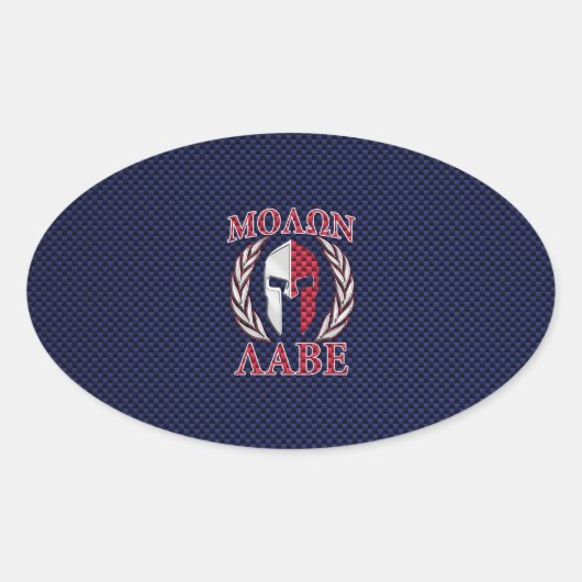 Molon Labe Spartan Warrior Carbon Style Ovale Sticker (Voorkant)