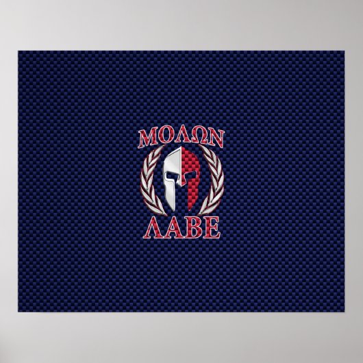 Molon Labe Spartan Warrior Carbon Style Poster (Voorkant)