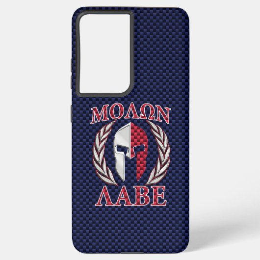 Molon Labe Spartan Warrior Carbon Style Samsung Galaxy Hoesje (Achterkant)
