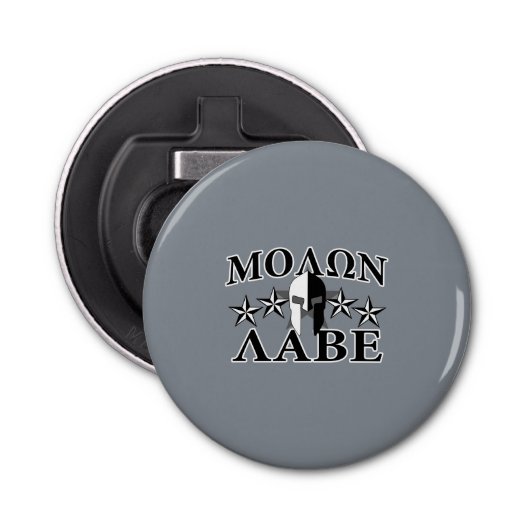 Molon Labe Spartan Warrior Helmet 5 sterren Button Flesopener (Voorkant)